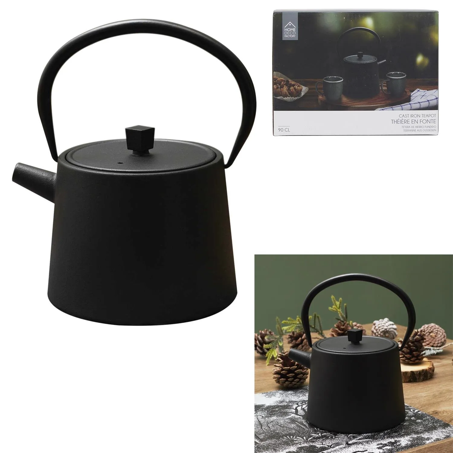 Imbryk żeliwny czarny 900ml - obrazek 3