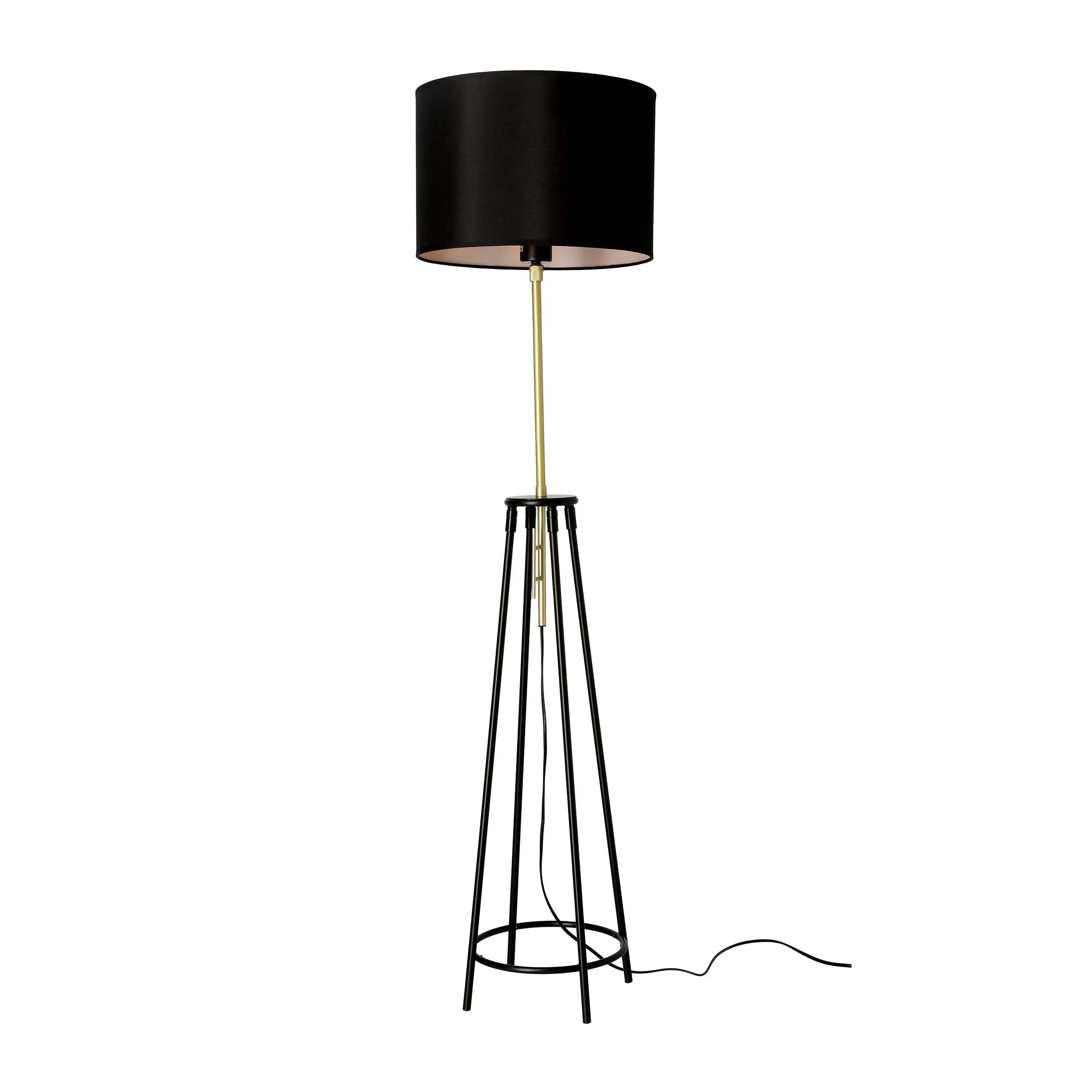 TEGOLA LAMPA PODŁOGOWA CZARNY+ZŁOTY MATOWY 1X60W E27 ABAŻUR CZARNY - obrazek 4