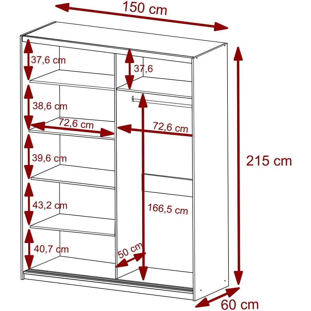 Szafa przesuwna z lustrem VALTURA 150cm biały mat - obrazek 10