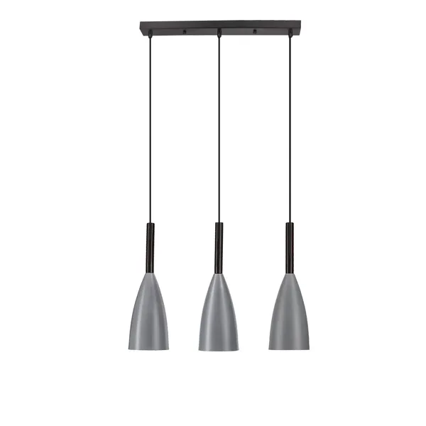 Flen lampa wisząca czarny 3x40W E27 klosz szary