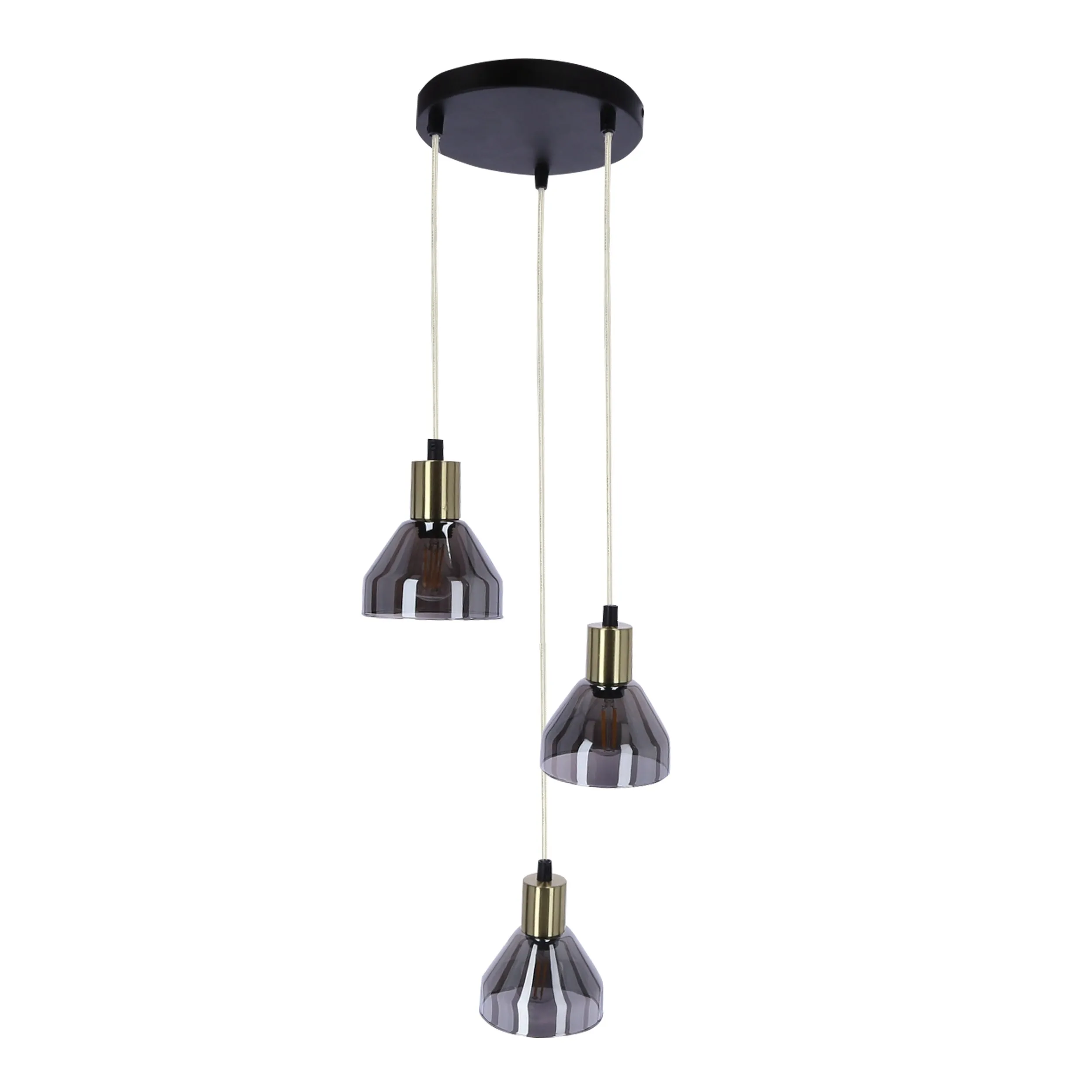 LAMPA WISZĄCA GREGORY TALERZ CZARNY BRĄZ 3X40W E14 KLOSZ DYMIONY - obrazek 7