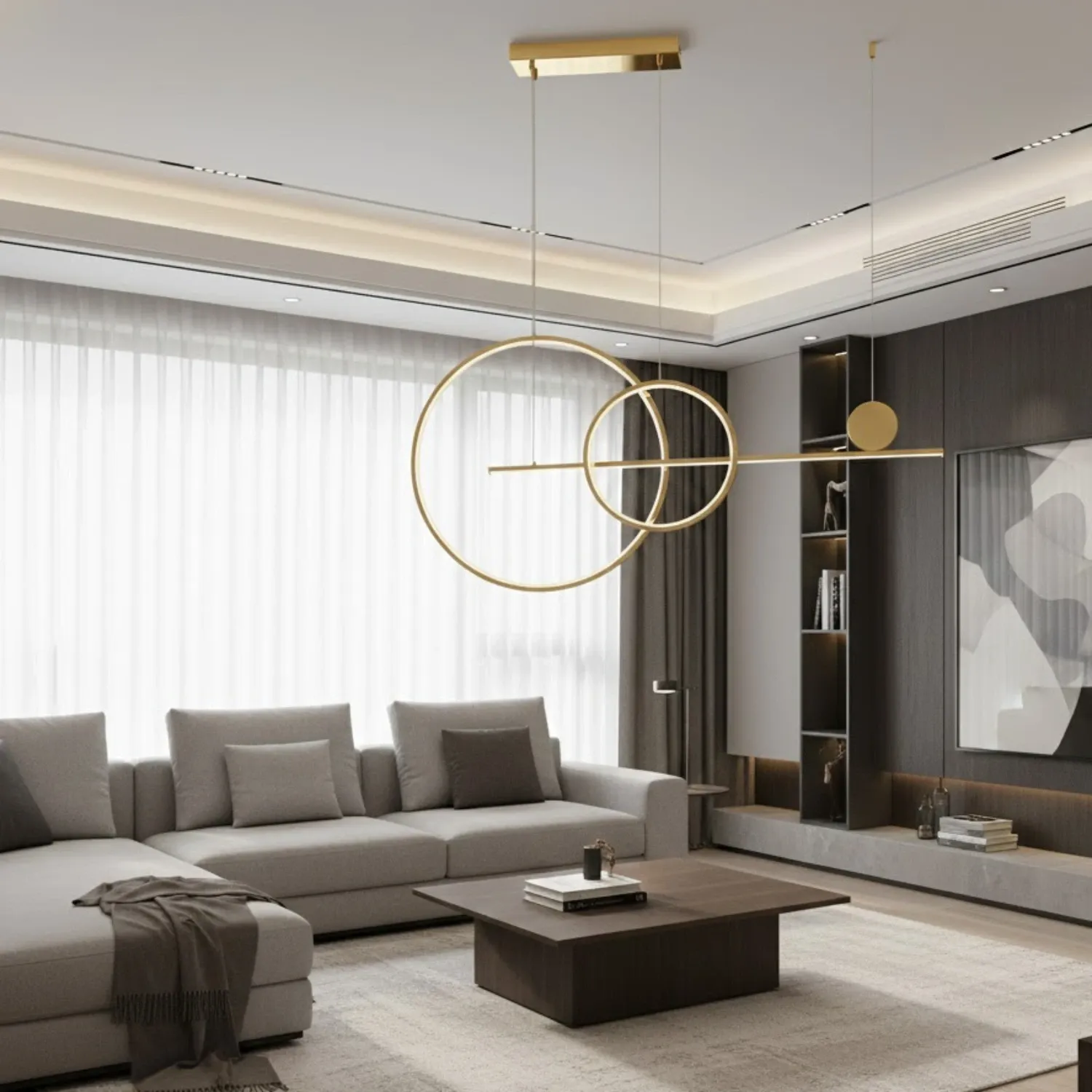 Lampa wisząca NEW AGE LED 120 cm - oprawa sufitowa złota - obrazek 2