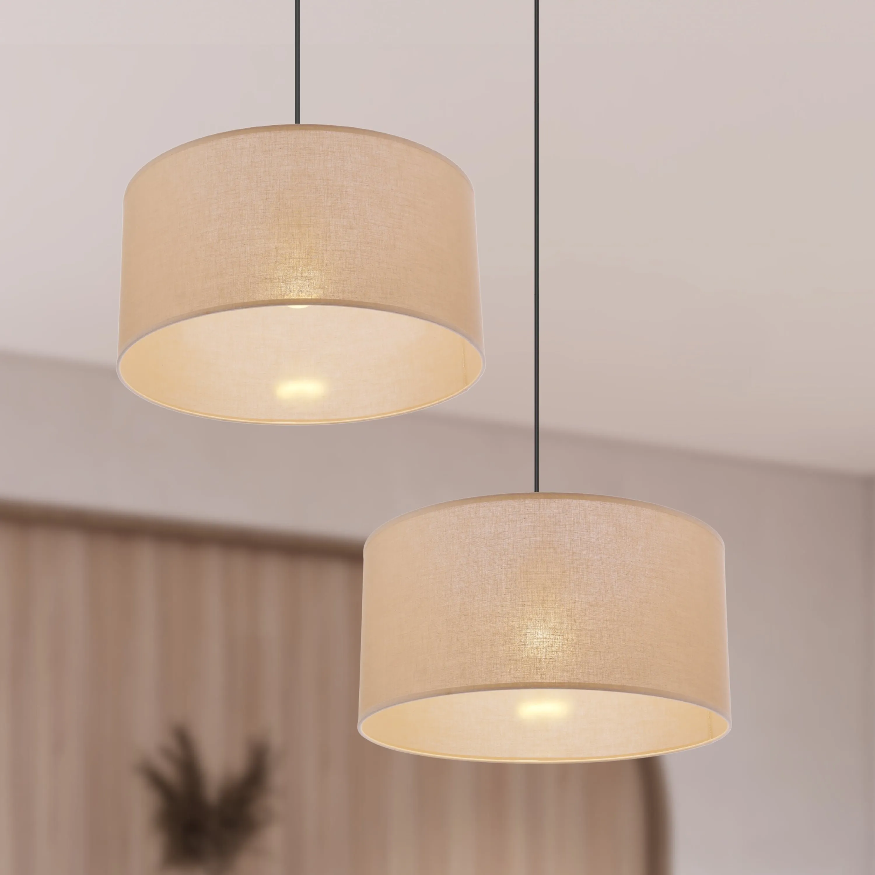SHANTI lampa wisz¹ca czarny 1x40W E27 aba¿ur be¿owy - obrazek 2