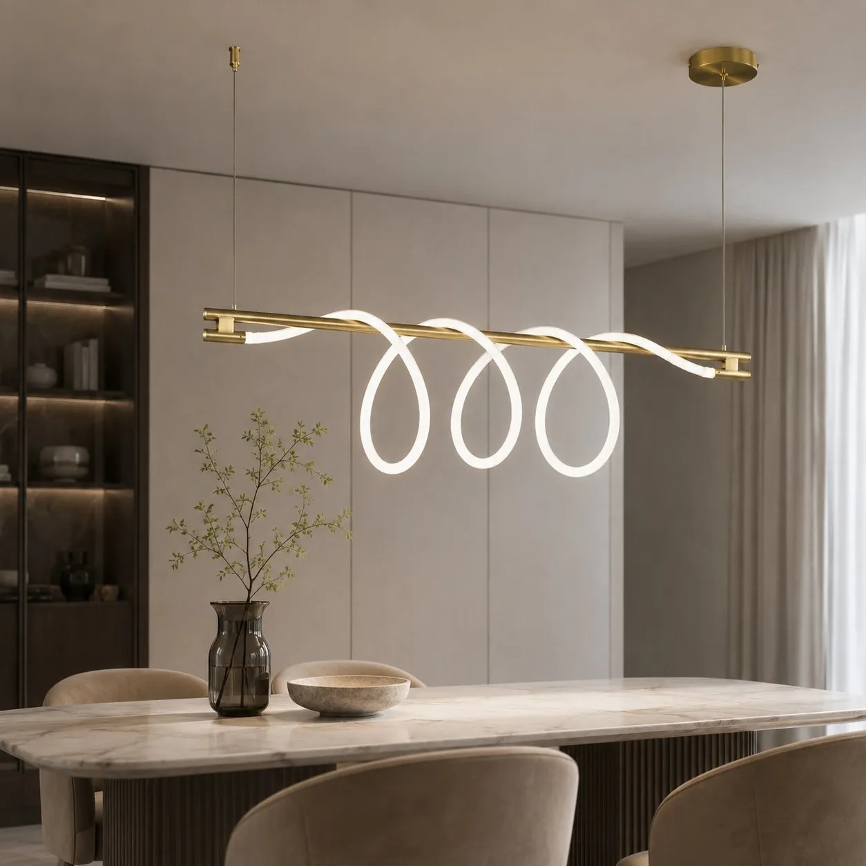 Lampa wisząca FANTASIA LONG LED złota 120 cm - obrazek 2