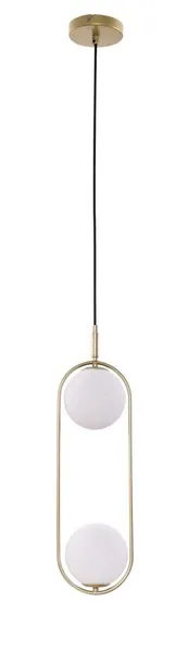 Lampa wisząca CORDEL elegancka - złoty mosiądz z białymi kloszami kulkami - nowoczesne oświetlenie salonu 2x G9 LED