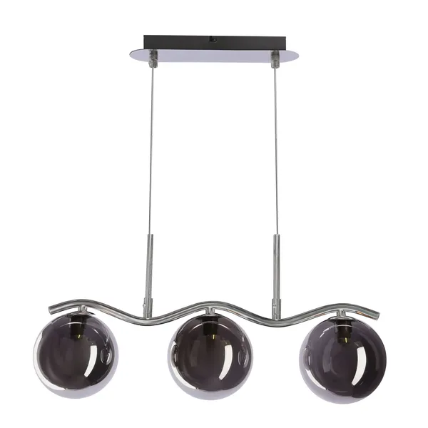 LUMOS lampa wisząca 3x20W G9 chrom klosze szklane 14 cm grafitowe nowoczesna elegancka oprawa oświetleniowa salon jadalnia kuchnia glamour