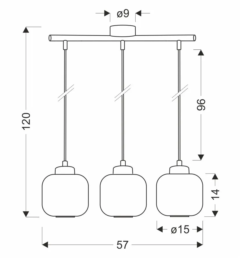 ESTILO lampa wisząca czarny 3x40W E27 klosz biały - obrazek 2