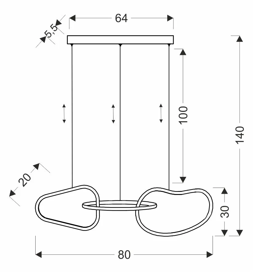 Lampa wisząca ANNELI elegancka – złota nieregularna forma 125 cm – designerska lampa salonu i jadalni LED 3000K - obrazek 6