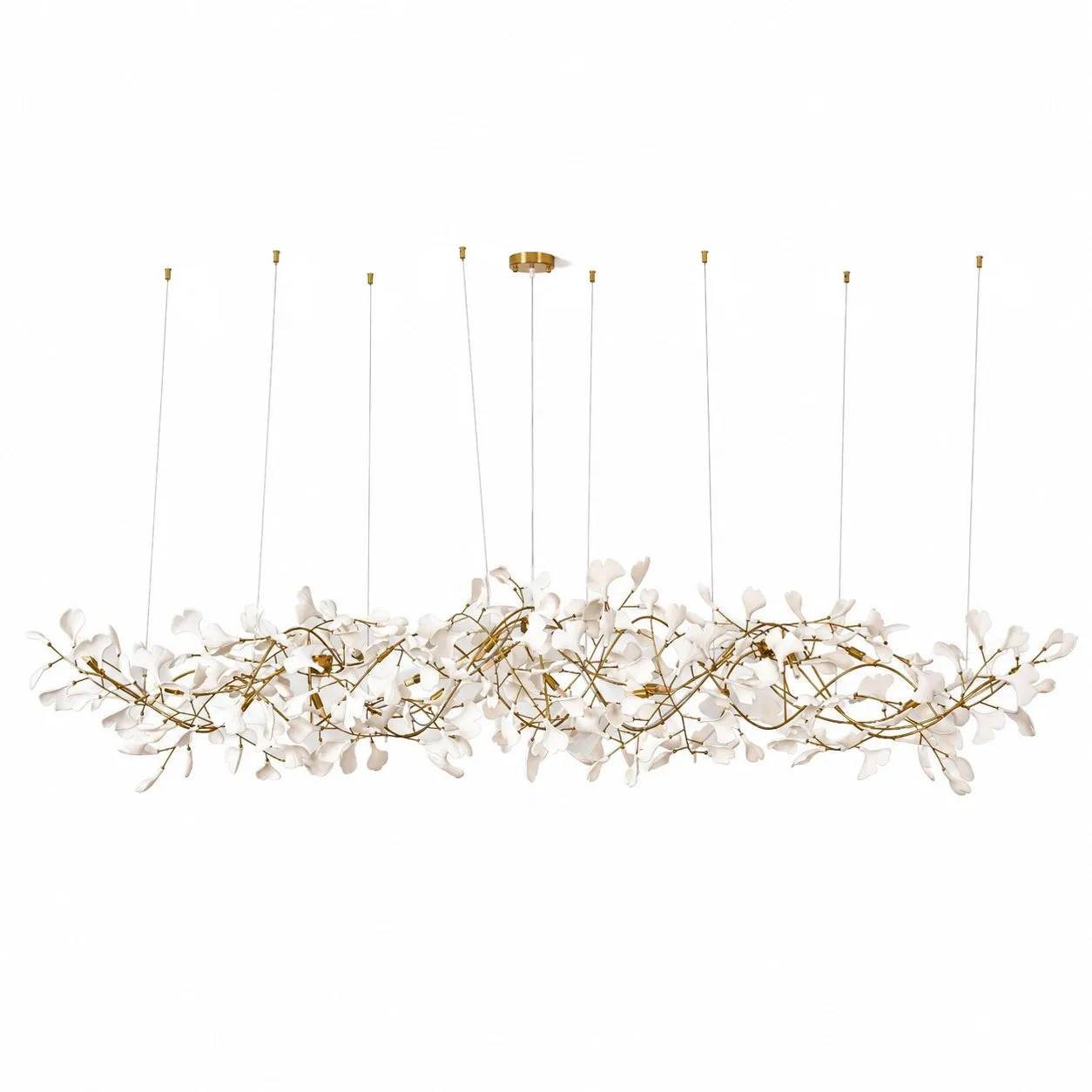 Lampa wisząca BOTANIKA GOLD XL 265 cm - złota i biała porcelana, G9 - obrazek 6