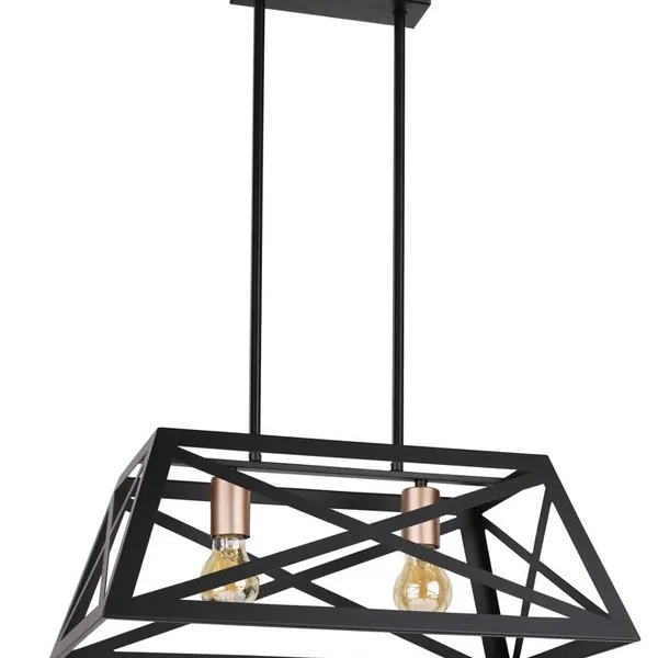 Origami lampa wisząca czarny 2x40w e27 klosz czarny