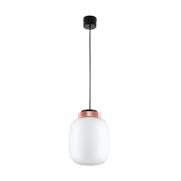 Lampa wisząca BOOM 25 cm - LED, klosz biały, wykonczenie miedziane
