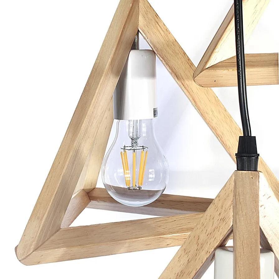 Lampa drewniana wisząca 3 x E27 Trójkąty PZE-903 - obrazek 3