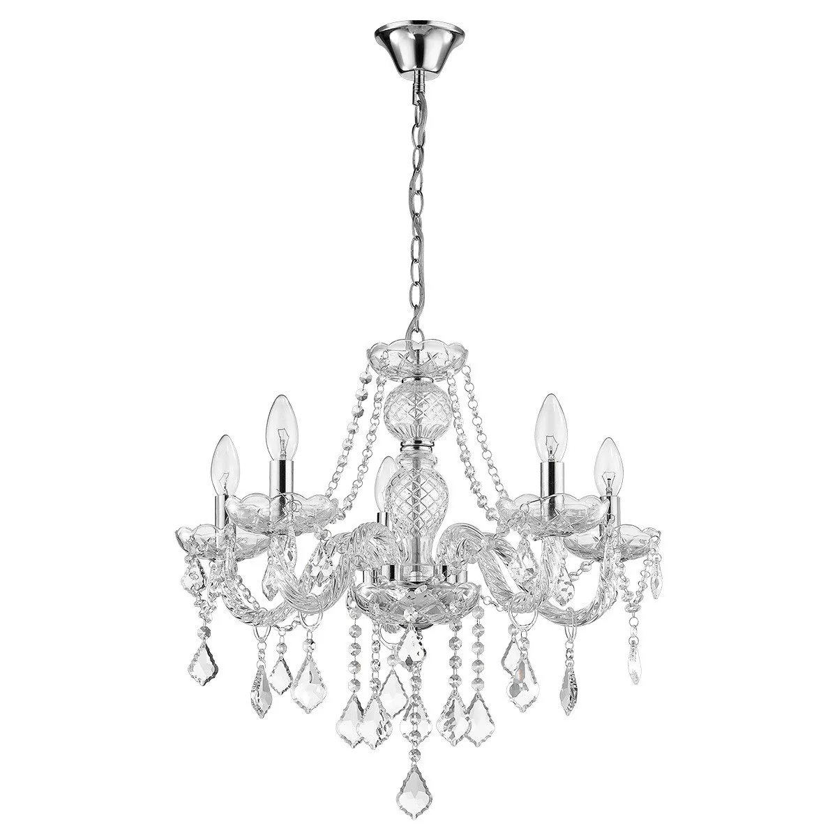 Lampa wisząca Cristallo srebrna 5xE14