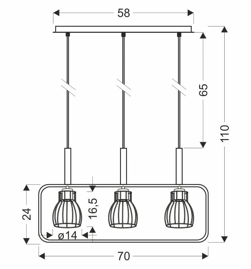 Franita lampa wisząca czarny 3x40W E27 klosz czarny - obrazek 2