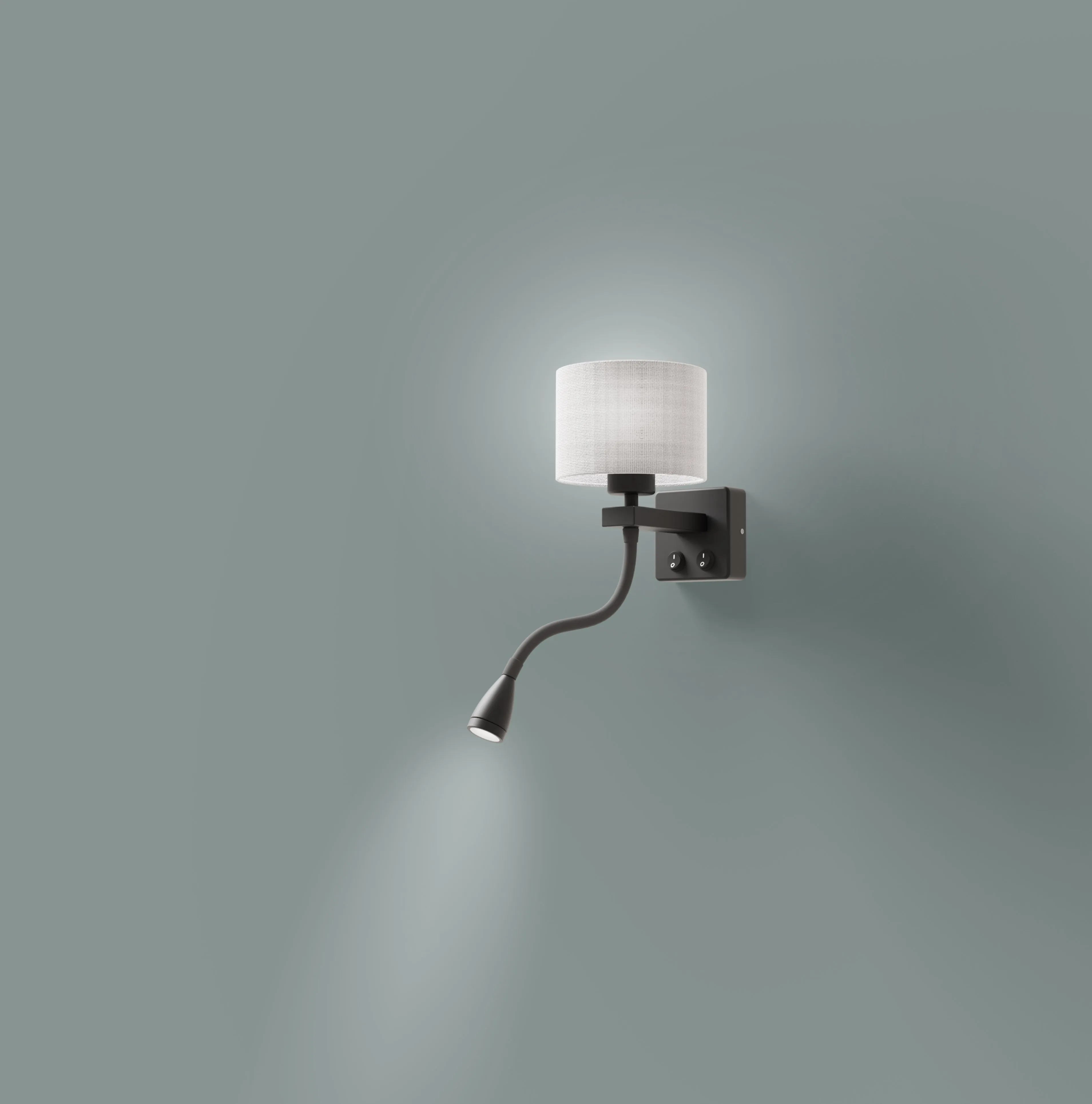 POLO KINKIET 1X40W E27 + 2W LED CZARNY ABAŻ. OKRĄGŁY SZARY - obrazek 3