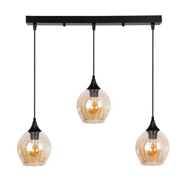 Aspa lampa wisząca czarny 3x40w e27 klosz brązowy