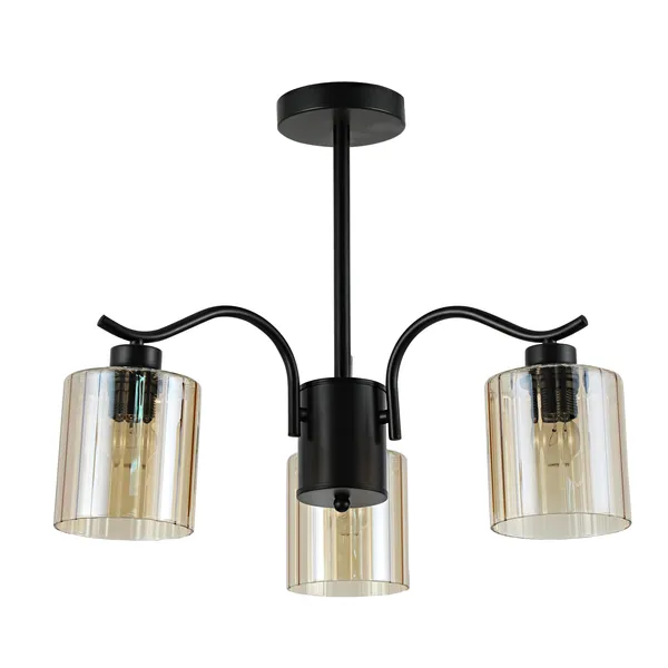 VISTO lampa wisząca czarny 3x40W E27 klosz bursztynowy
