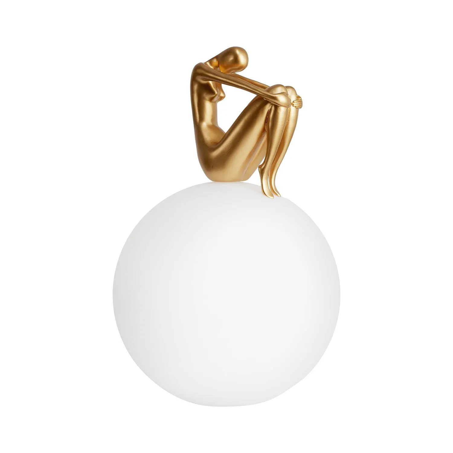 Lampa stołowa WOMAN-2 ,47 cm -złota figura, biały klosz