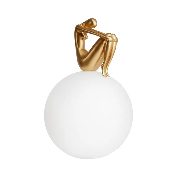 Lampa stołowa WOMAN-2 ,47 cm -złota figura, biały klosz