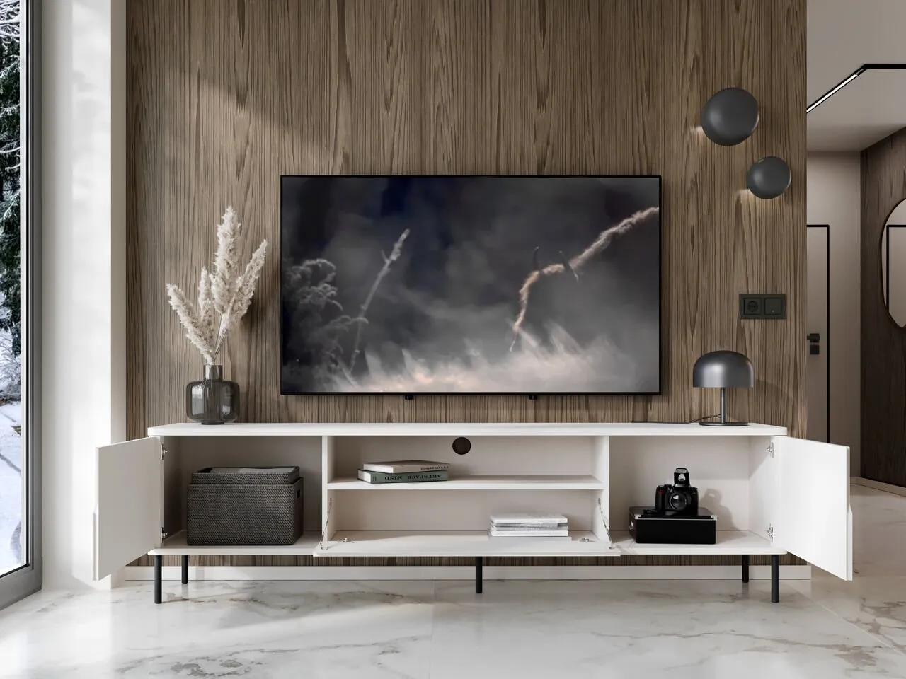Komoda RTV RADIUS 180NC biały - obrazek 5