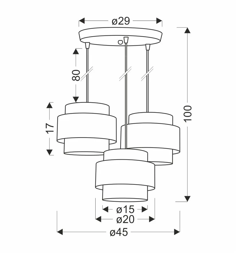 LUCCIA LAMPA WISZĄCA CZARNY TALERZ 3X40W E27 ABAŻUR BEŻOWY+GRAFITOWY - obrazek 3