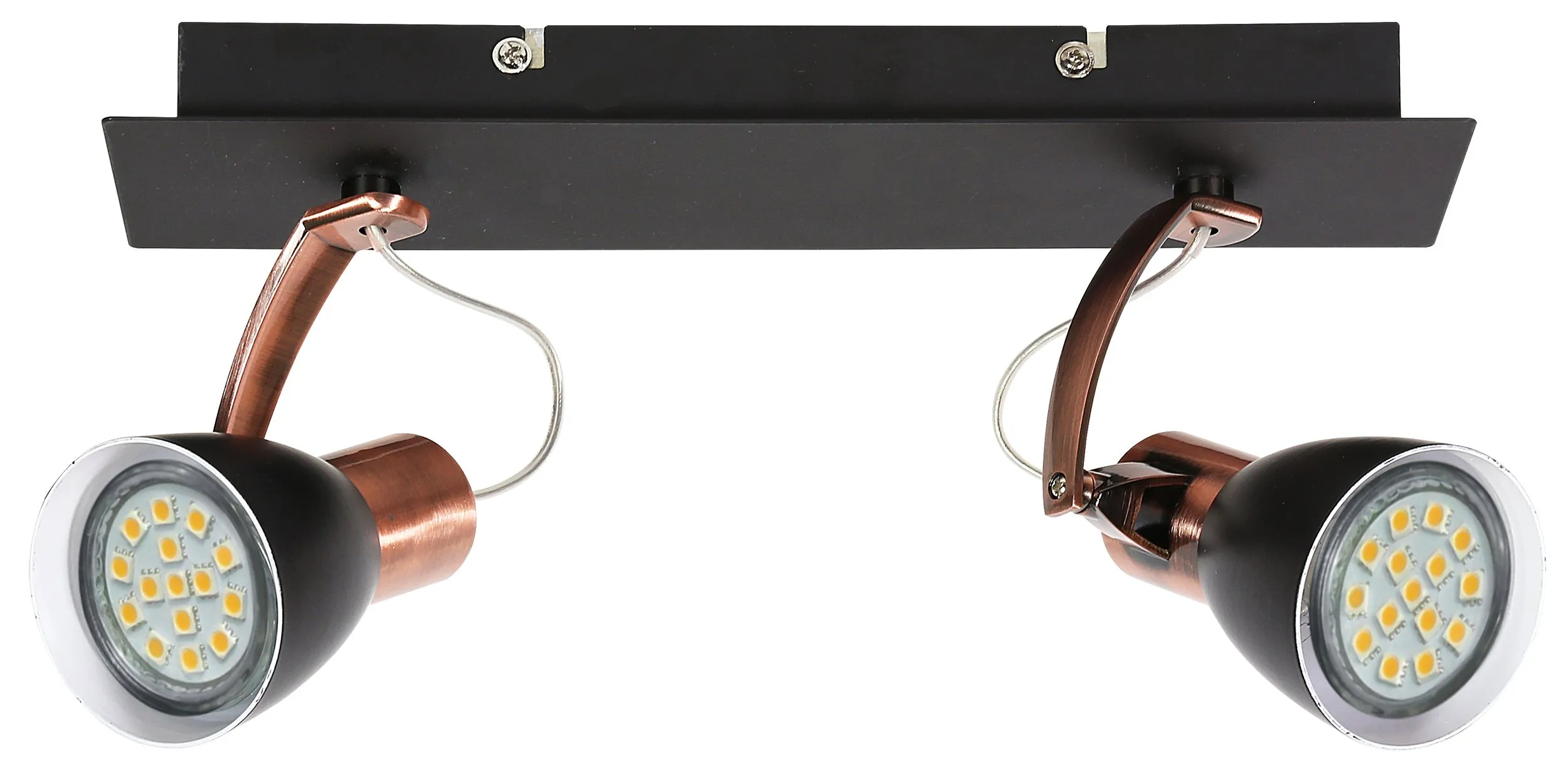 MARKUS LISTWA 2X3W LED GU10 CZARNY+MIEDZIANY Z ŻARÓWKĄ