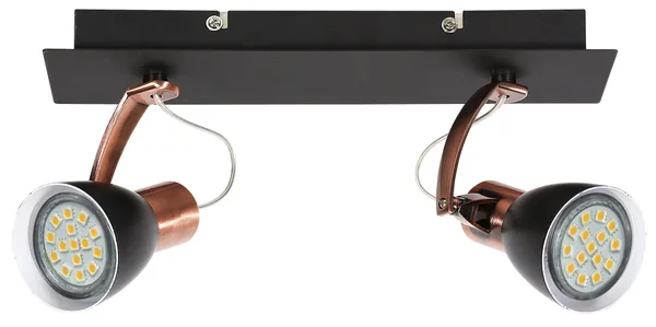 MARKUS LISTWA 2X3W LED GU10 CZARNY+MIEDZIANY Z ŻARÓWKĄ