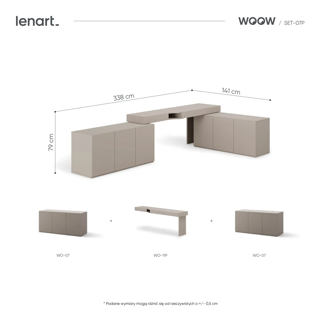 Meble młodzieżowe WOOW SET 07P szampański / clay grey - obrazek 5