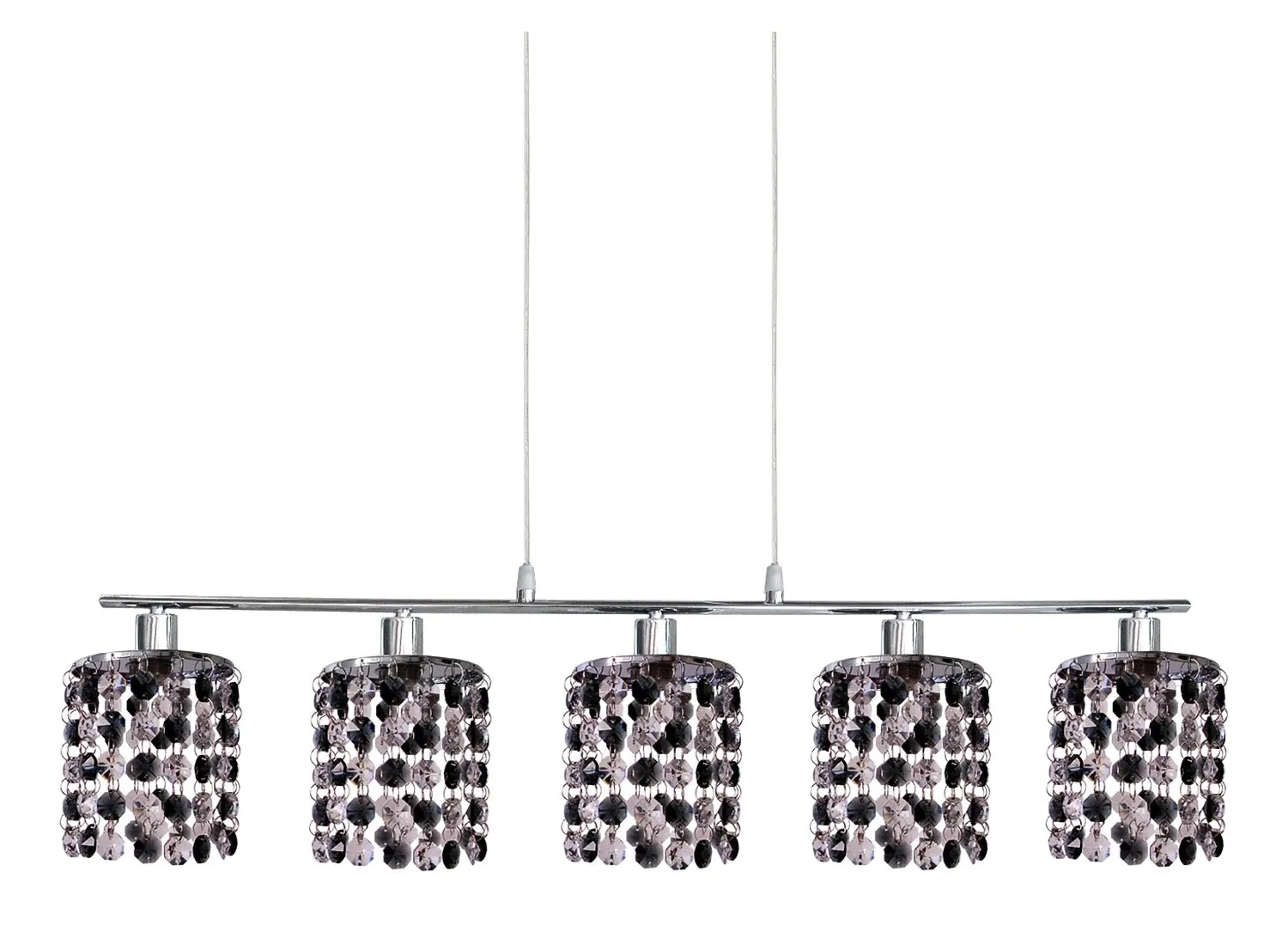 ROYAL LAMPA WISZĄCA 5X40W G9 CHROM+KRYSZTAŁKI CZARNE