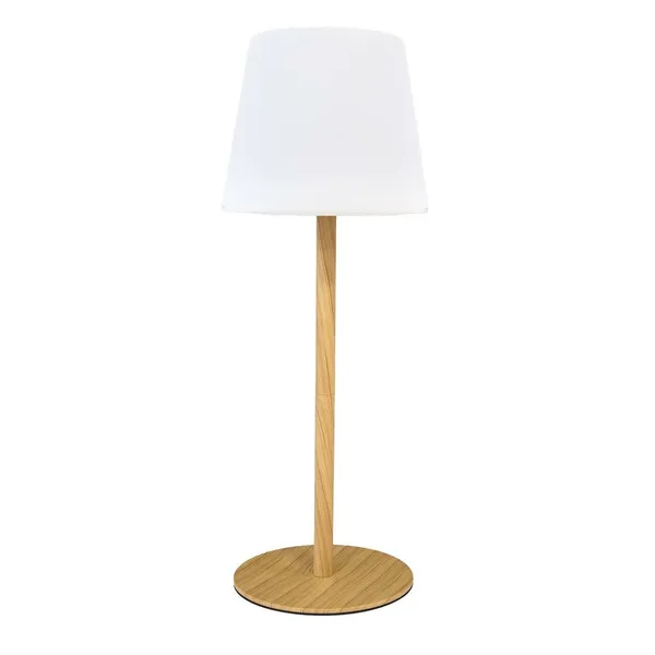 Lampa stołowa ładowana z efektem drewna