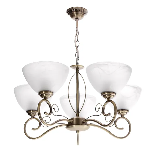 HORIZON lampa wisząca patynowy 5x40 E27 klosz biały