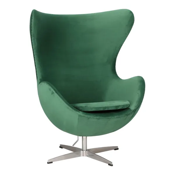 Fotel Jajo Velvet zielone/ srebrna podstawa