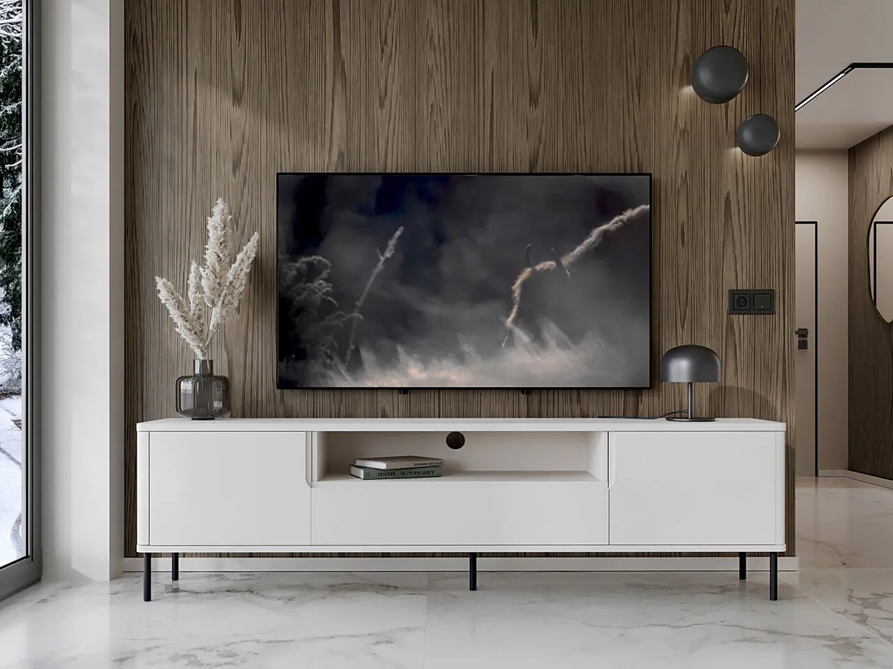 Komoda RTV RADIUS 180NC biały - obrazek 4