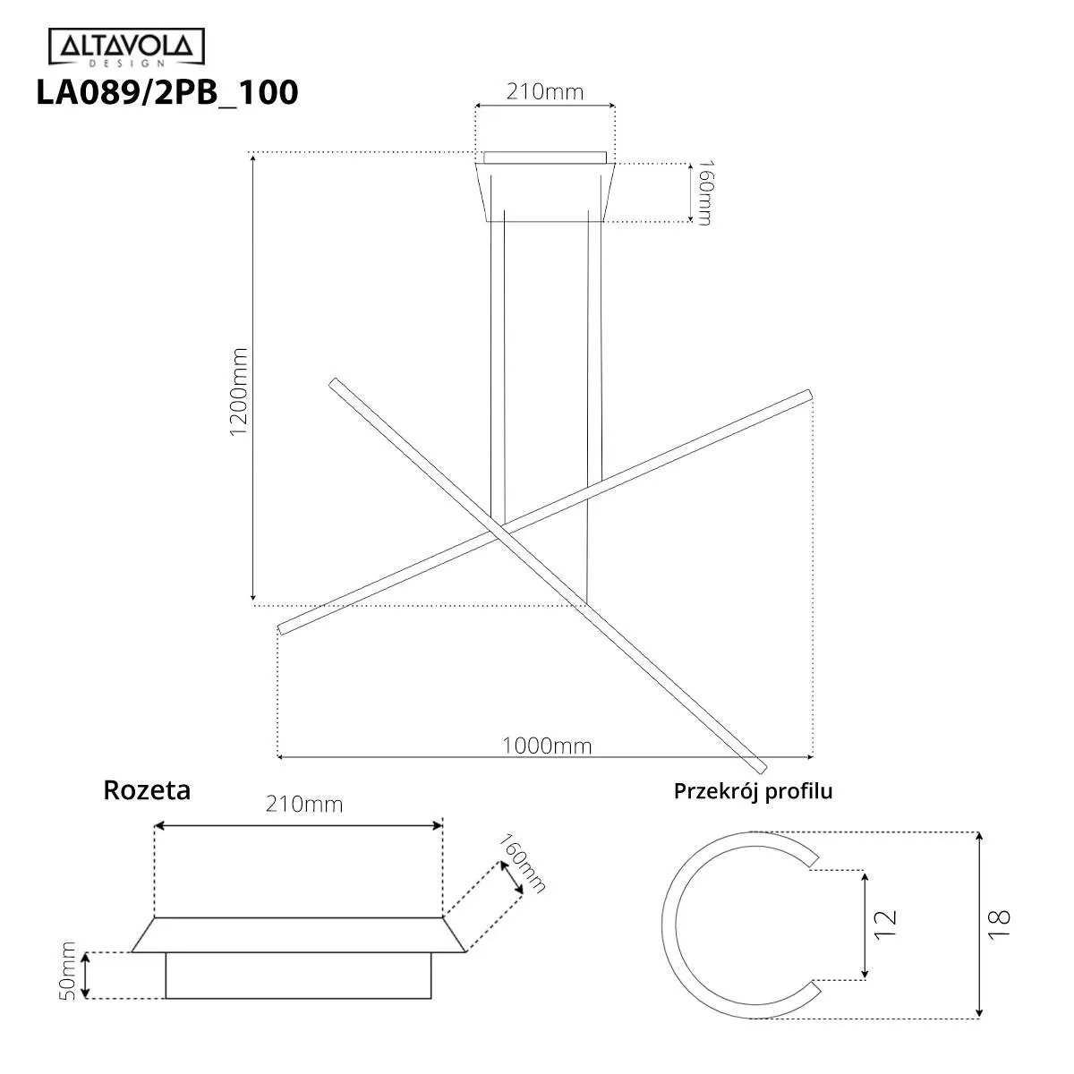 Lampa wisząca LINEA No.2PB 100cm 4k czarna Altavola Design - obrazek 5