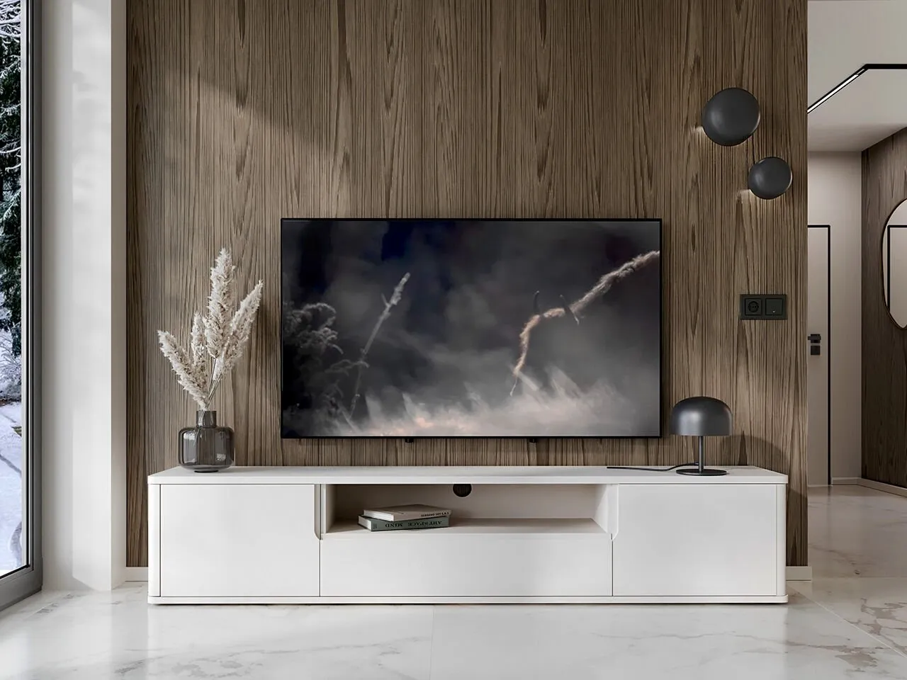 Komoda RTV wisząca RADIUS 180 biały - obrazek 4