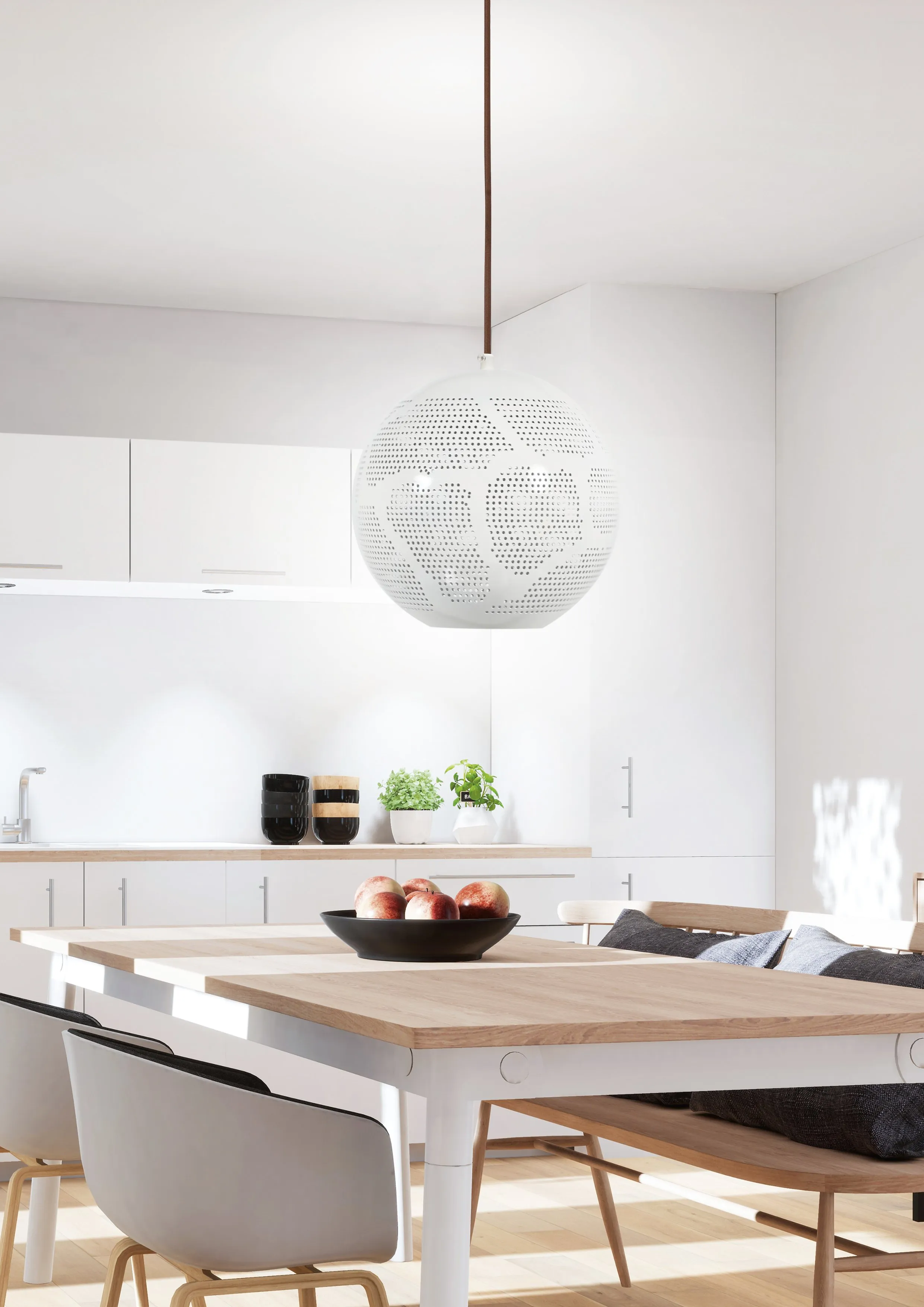 BENE LAMPA WISZĄCA 25 KULA W 1X60W E27 AŻUROWY BIAŁY - obrazek 2