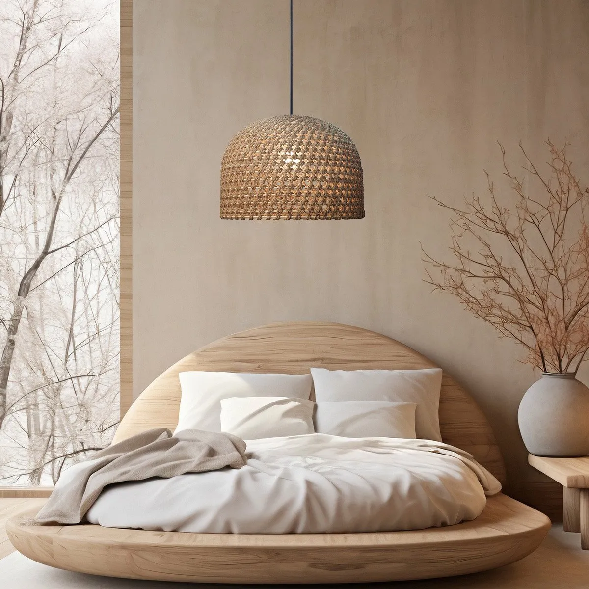 Rattanowa lampa wisząca Kanso 40 cm jasne drewno 1xE27 - obrazek 7