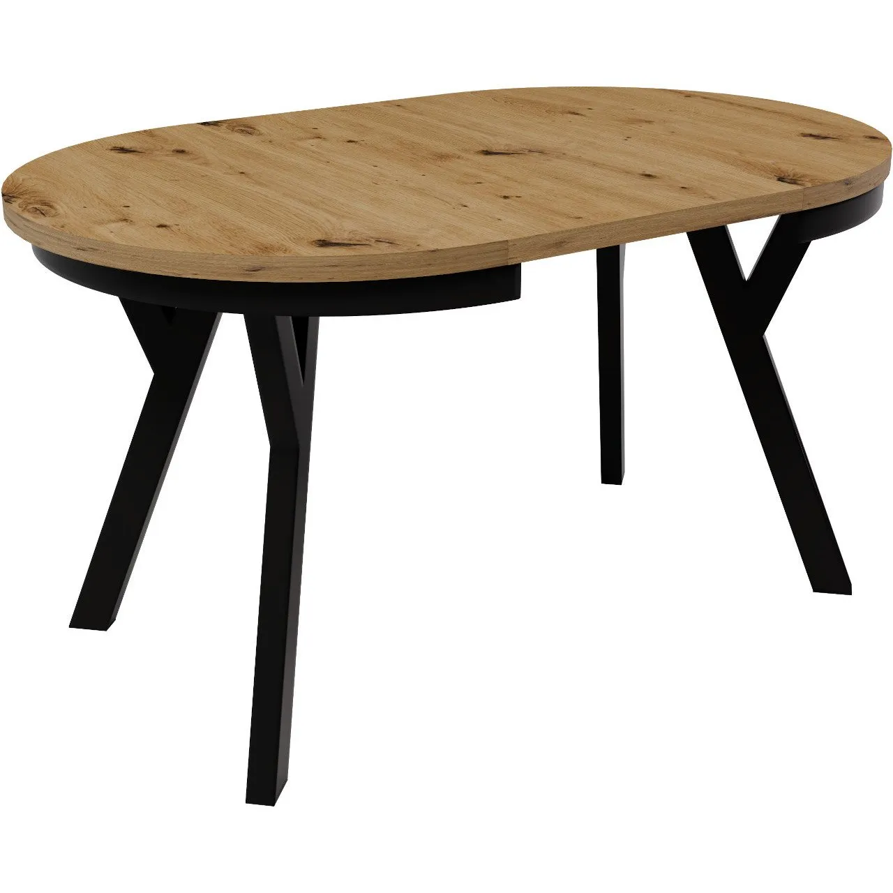 Stół okrągły HAX 90cm rozkładany do 190cm dąb artisan i czarne nogi - obrazek 2