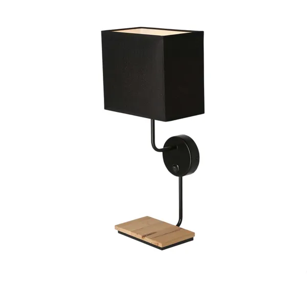 Keto lampa kinkiet czarny 1x40w e14 abażur czarny z włącznikiem