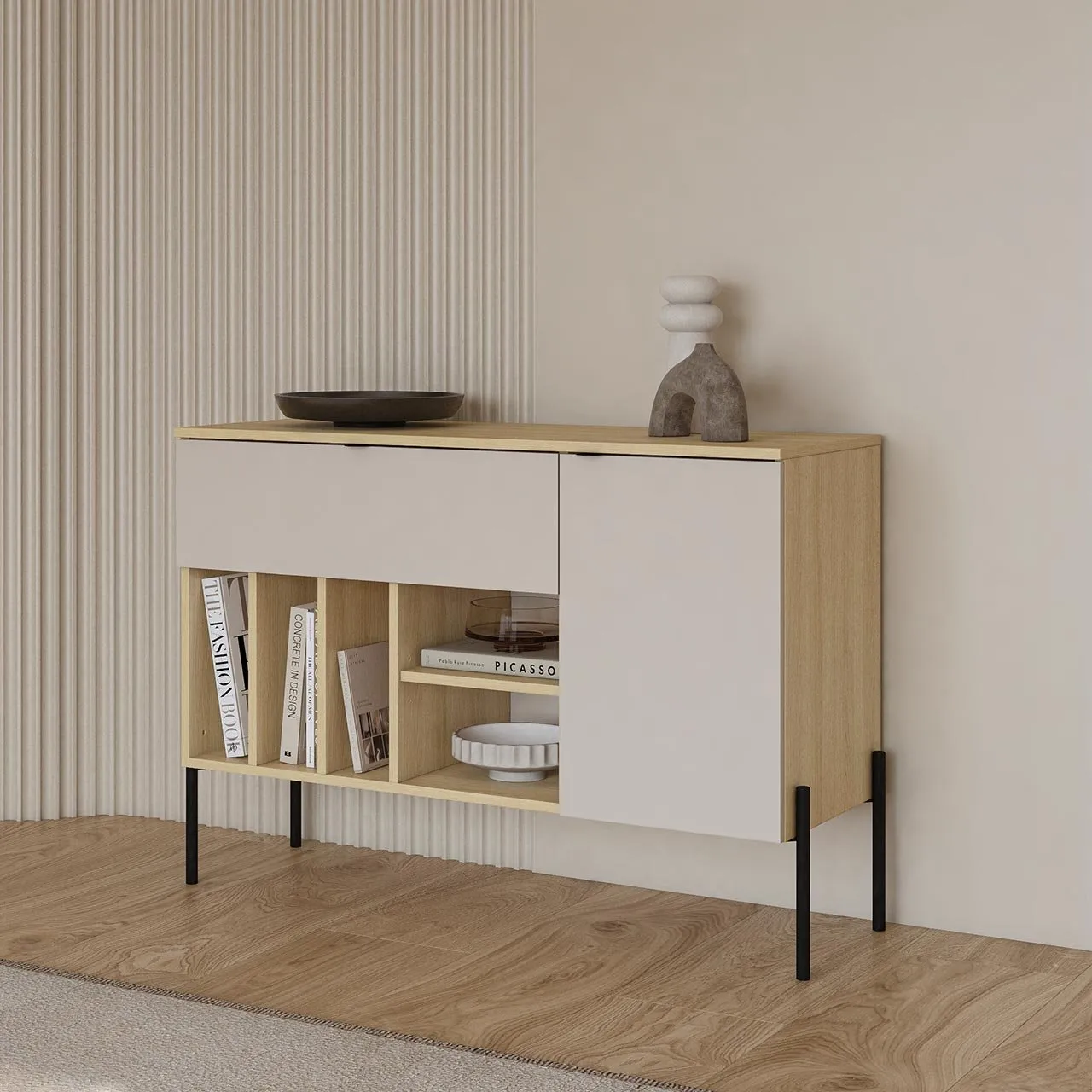 Komoda DORE 45 dąb lindberg / kaszmir - obrazek 5