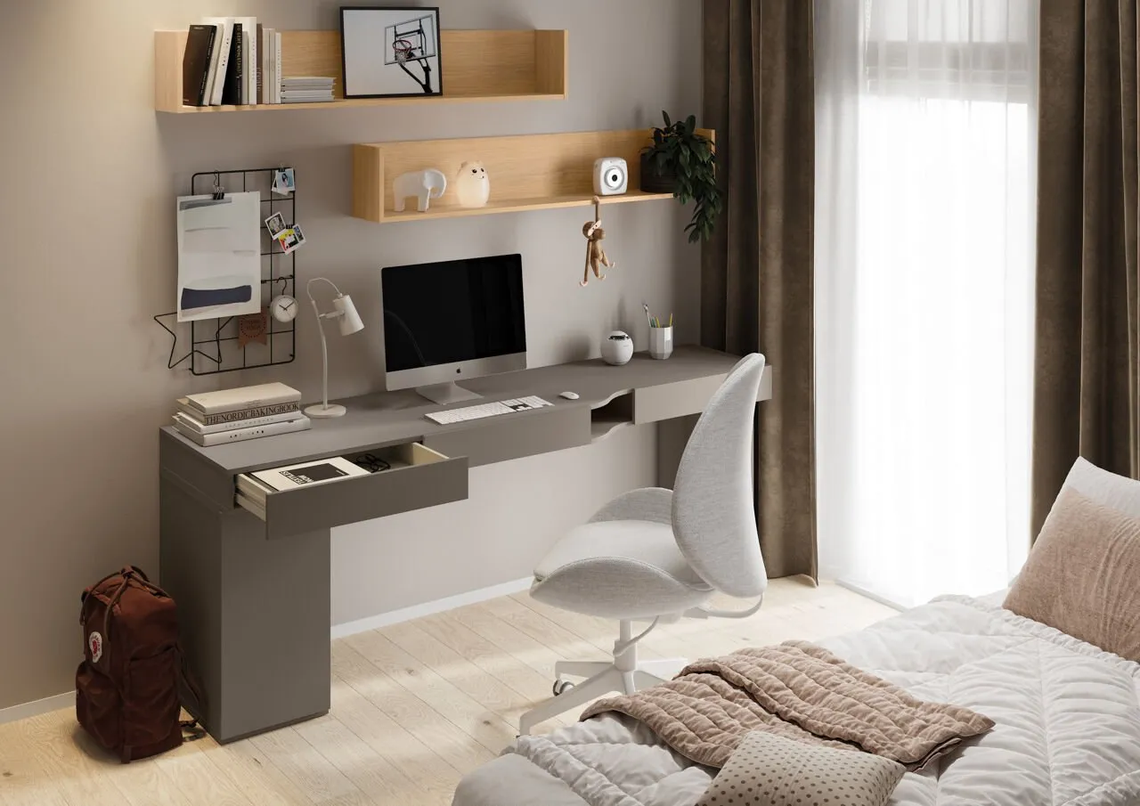 Biurko prawe 3S szampański/clay gray WOOW WO11P - obrazek 4