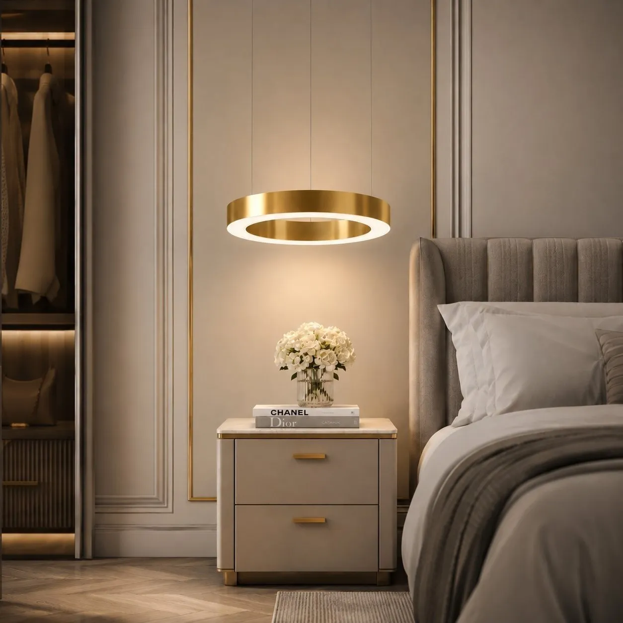 Lampa wisząca CIRCLE 40 cm - LED, ring mosiądz szczotkowany - obrazek 2