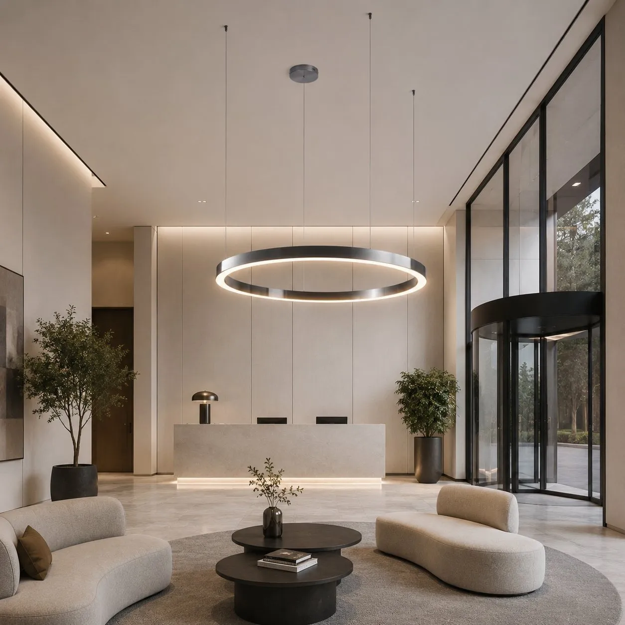 Lampa wisząca CIRCLE 120 cm - LED, ring tytan szczotkowany - obrazek 3