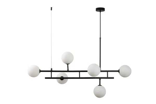 Lampa wisząca MODERNO DUO 100 cm - czarna z białymi kloszami