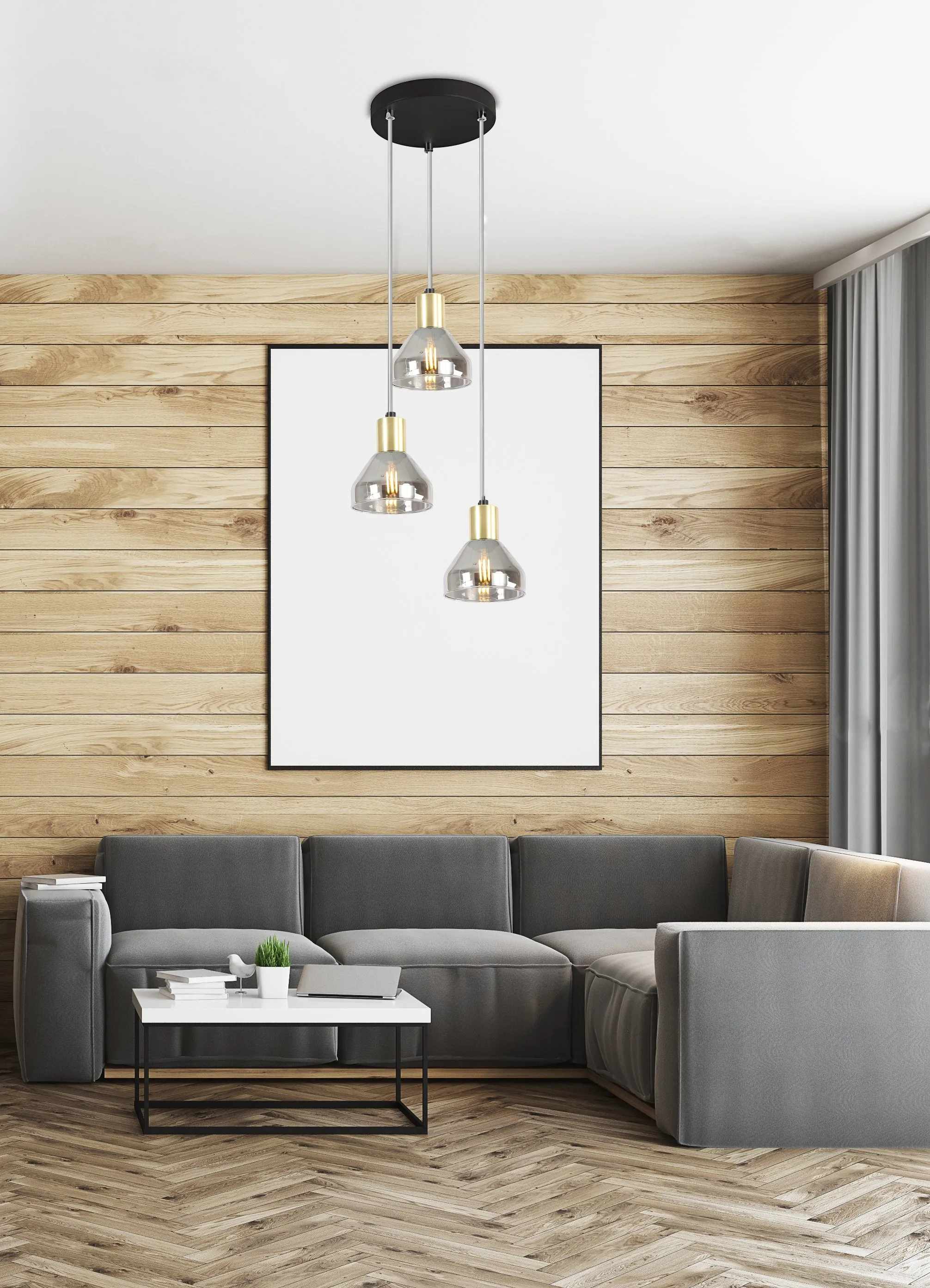 LAMPA WISZĄCA GREGORY TALERZ CZARNY BRĄZ 3X40W E14 KLOSZ DYMIONY - obrazek 13