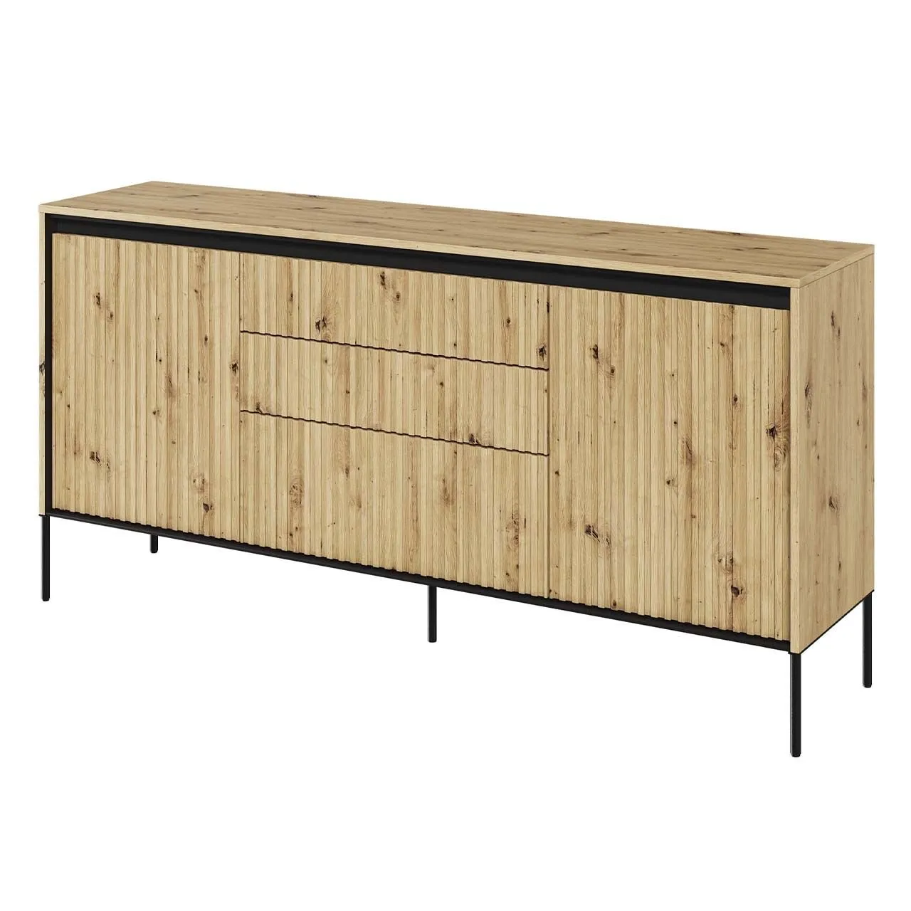 Komoda 2D3S z oświetleniem dąb artisan/czarny TREND TR01 - obrazek 2