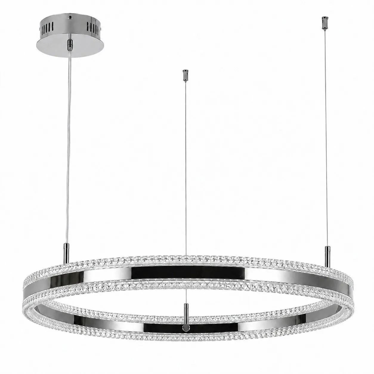 Lampa wisząca ARKADIA LED 60 cm - tytanowa z kryształowym pierścieniem - obrazek 5