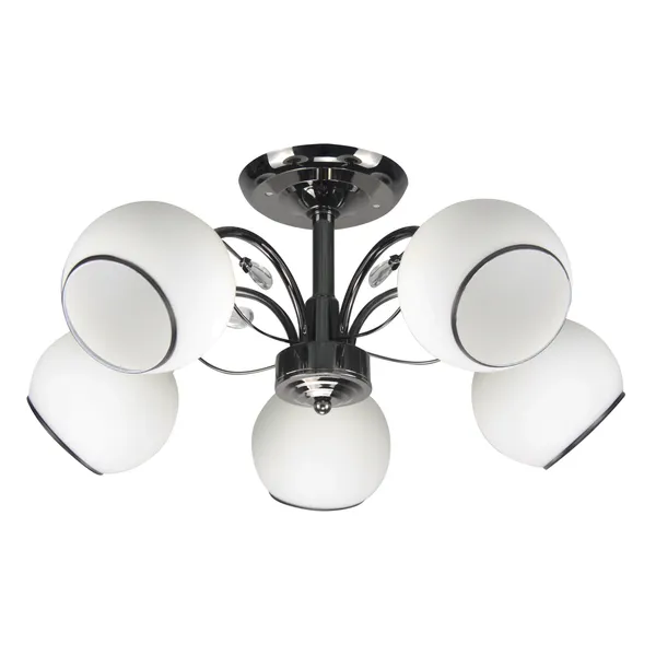 GRAPHITE LAMPA SUFITOWA CZARNY PERŁOWY 5X40 E27 KLOSZ BIAŁY