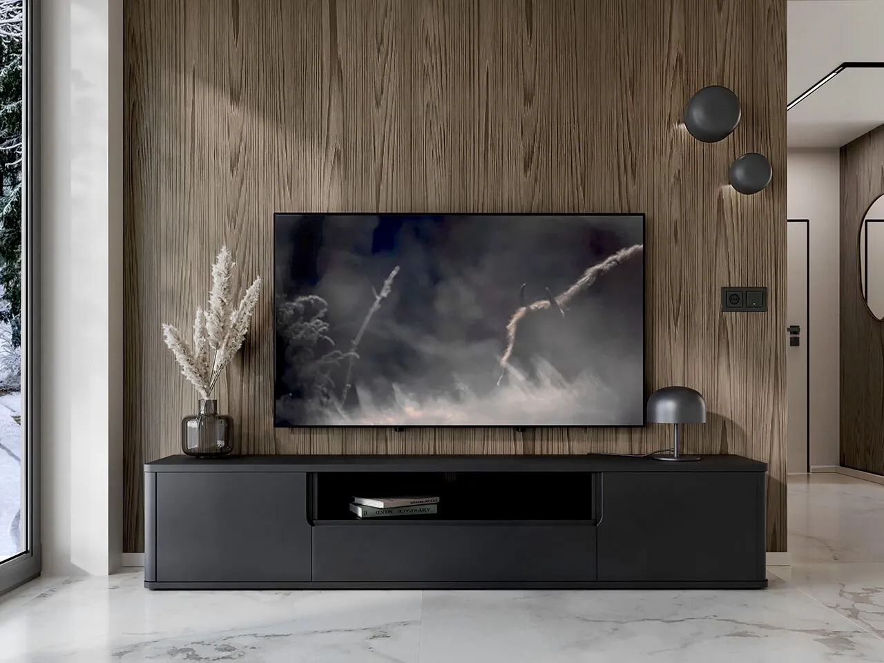 Komoda RTV wisząca RADIUS 180 czarny - obrazek 4