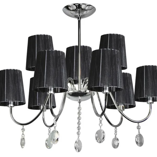 SORENTO LAMPA WISZĄCA 9X40W E14 CHROM ABAŻUR CZARNY